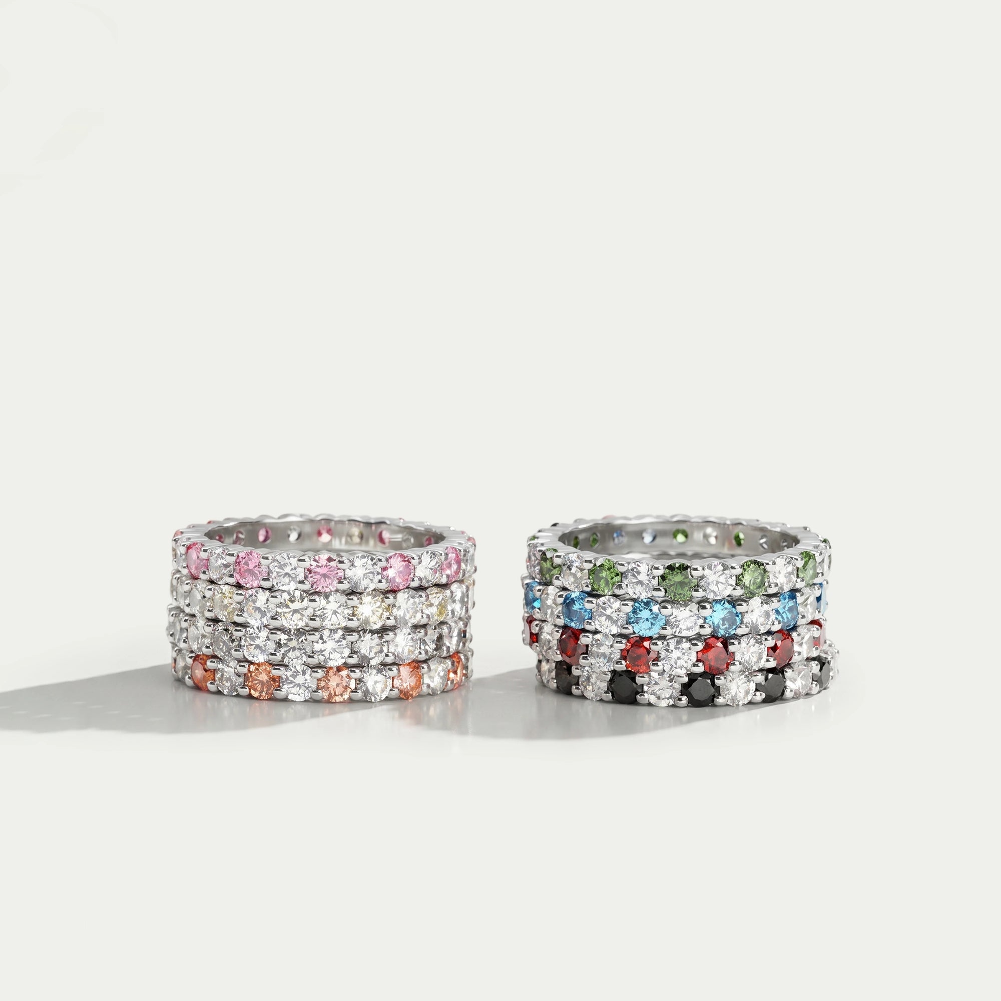 Multi Color Round Lab Diamond Wedding Bands Ring