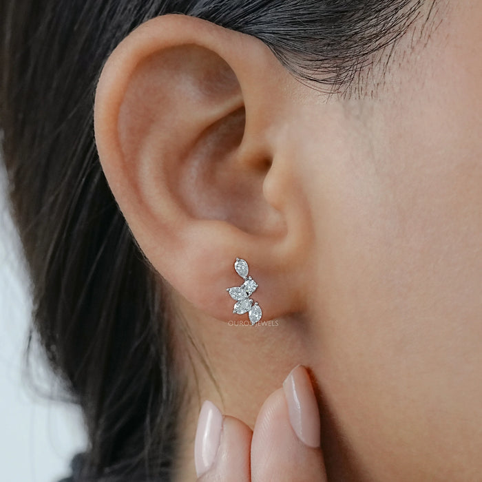 Marquise And Pear Lab Grown Diamond Stud Earrings