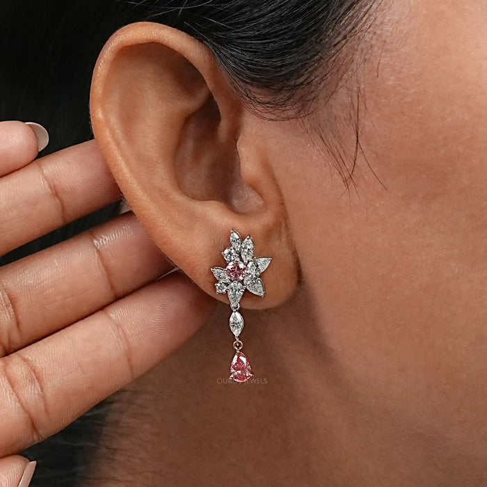 Multi Shape Lab Diamond Cluster Earrings