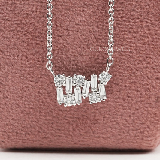 Multi Shape Lab Grown Diamond Cluster Pendant Necklaces