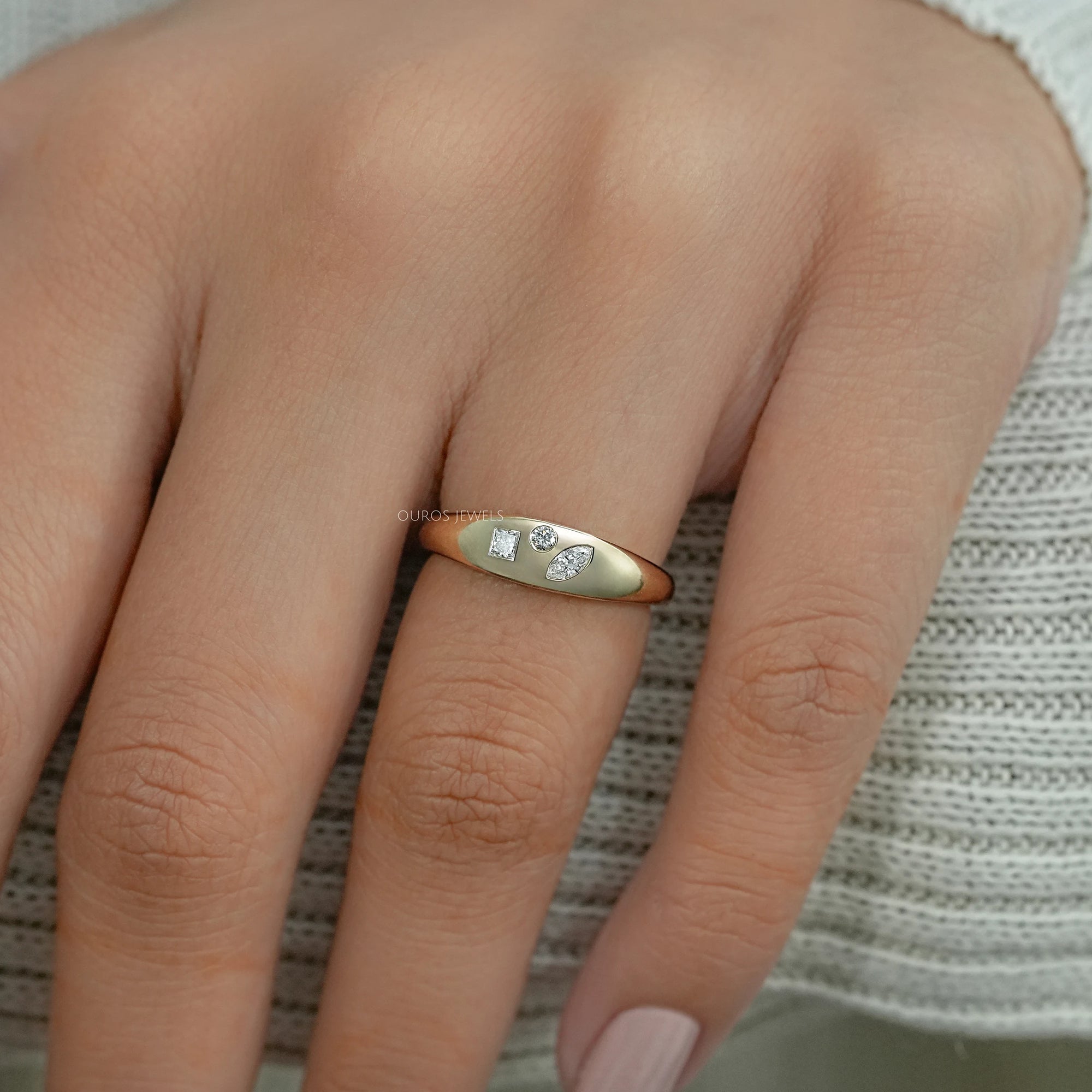Multi Shape Diamond Flush Set Ring Rings