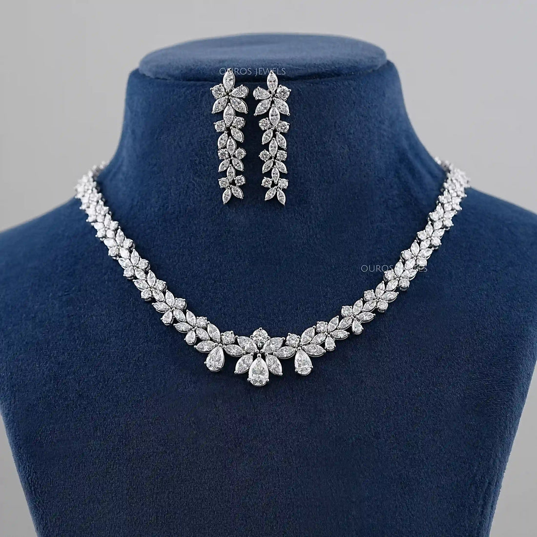 Multiple Shape Lab Diamond Wedding Necklace Set Necklaces