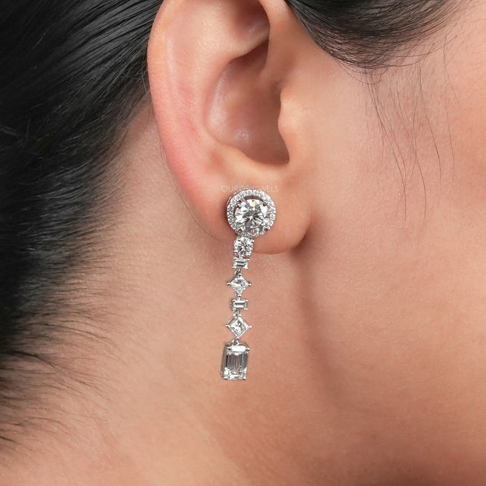 Multi-Shape Lab Created Diamond Drop Earrings