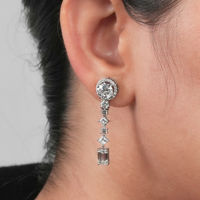 Multi-Shape Lab Created Diamond Drop Earrings