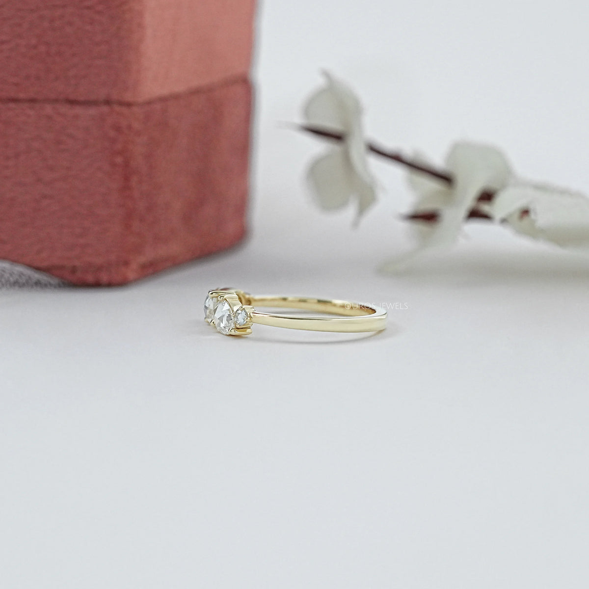 Five Stone Rose Cut Lab Diamond Ring Ring