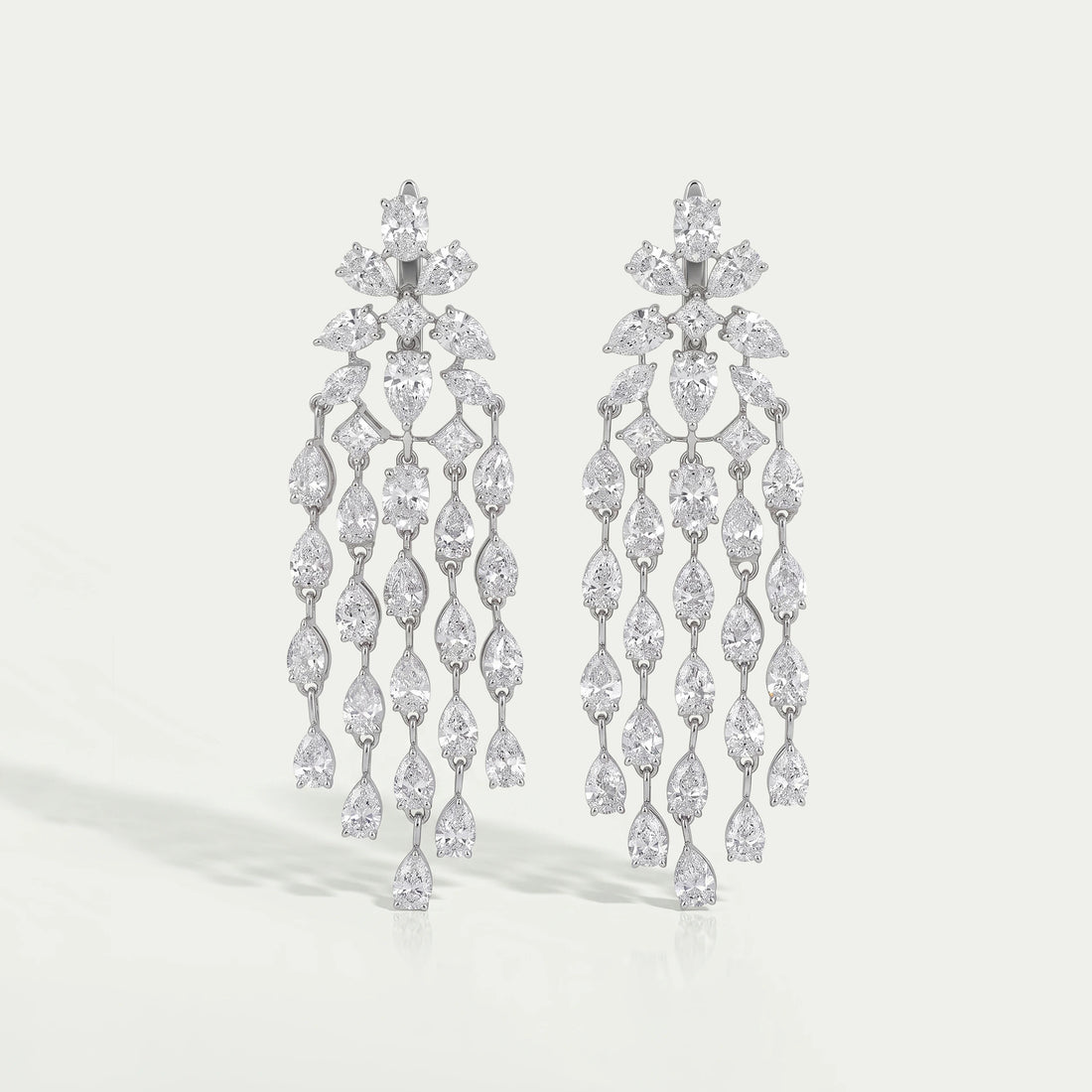 Multi-Shaped Lab Diamond Tassel Chandelier Earring