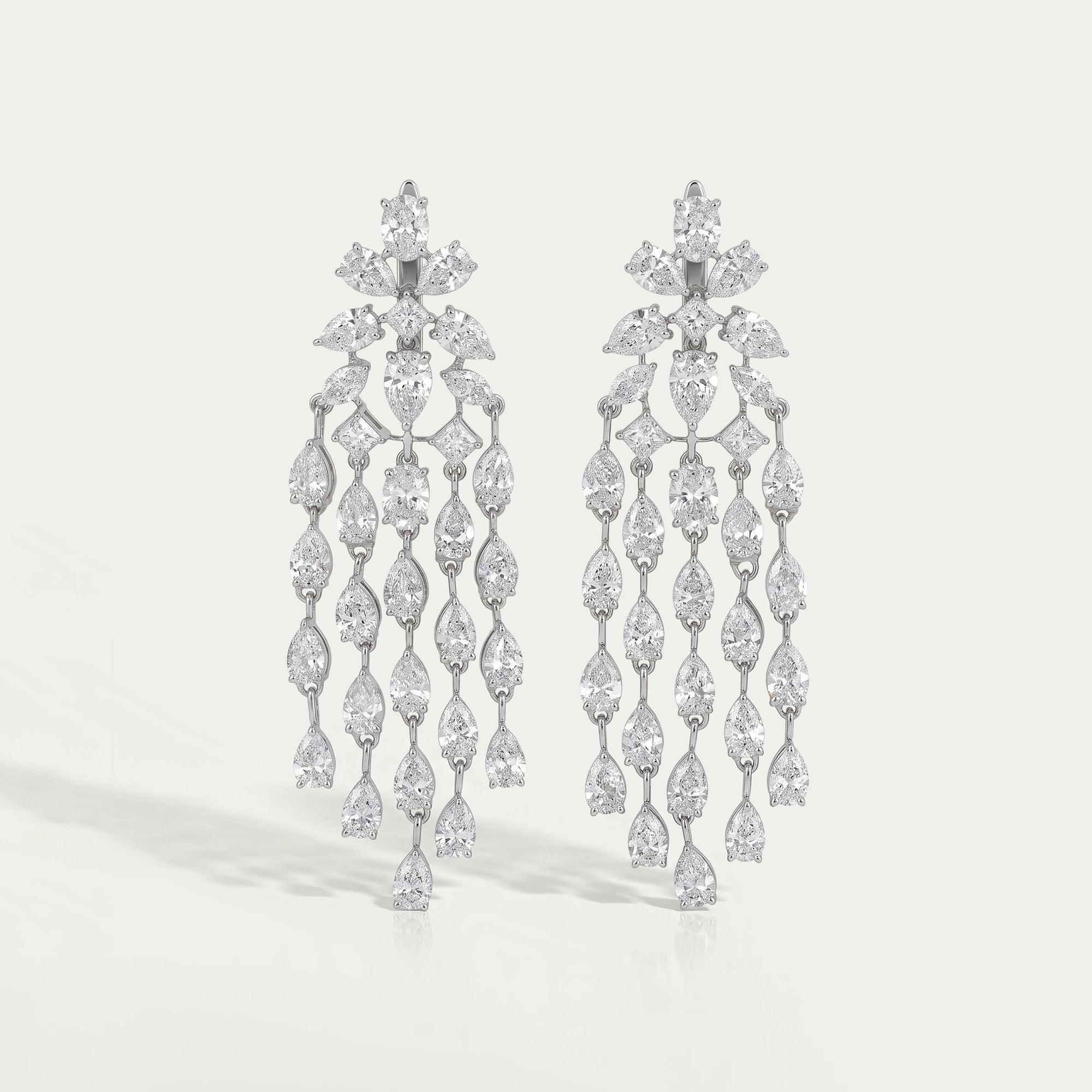 Multi-Shaped Lab Diamond Tassel Chandelier Earring