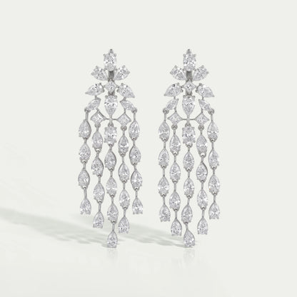 Multi-Shaped Lab Diamond Tassel Chandelier Earring