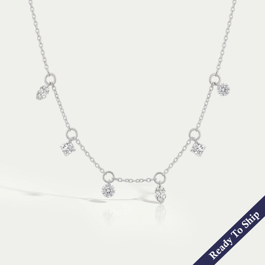Multi Shape Lab Diamond Station Necklace Necklaces