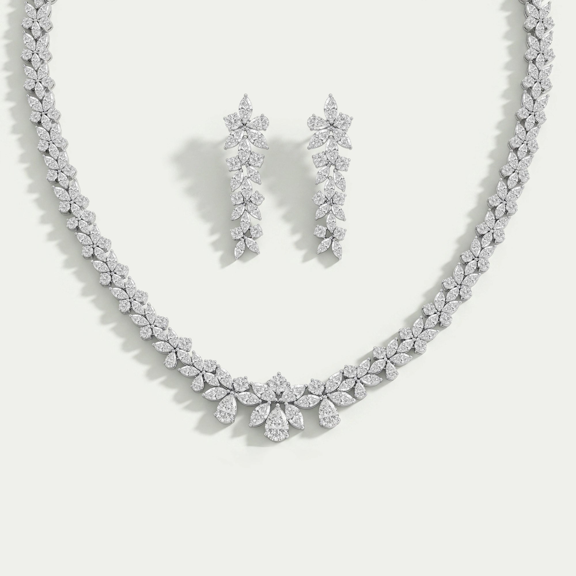 Multiple Shape Lab Diamond Wedding Necklace Set Necklaces