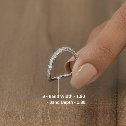 Pave Set Round Lab Diamond Curved Band Ring