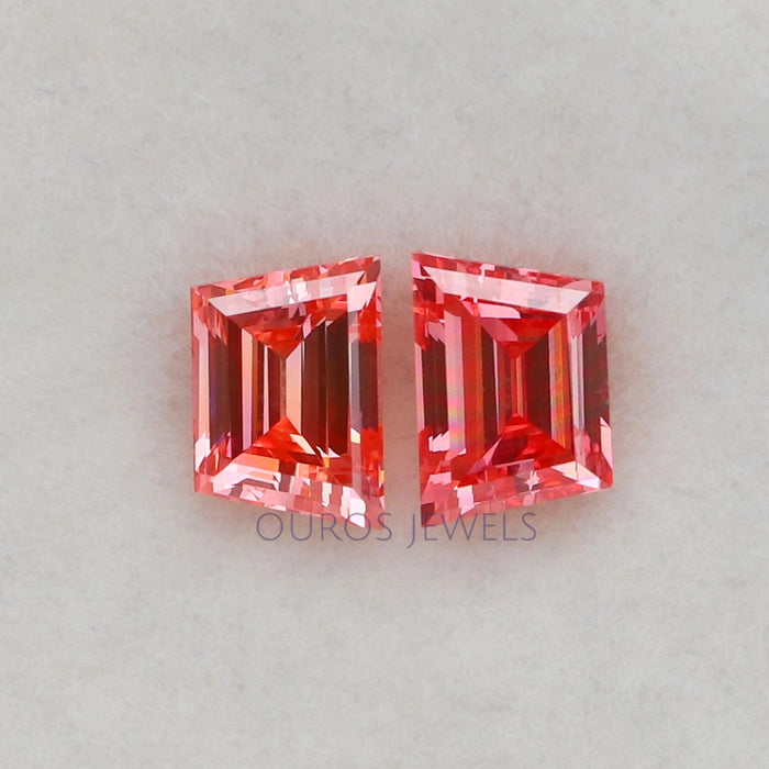 Pink Trapezoid Cut Lab Diamond Pair