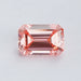 front view of pink emerald cut lab grown diamond loose