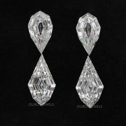 4.15 TCW Step Cut Pear And Kite Diamond Loose Pair