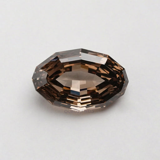 front view of 5.25 carat step cut oval shape lab grown diamond loose