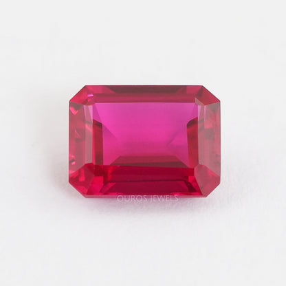 Emerald Shape Light Red Ruby Gemstone