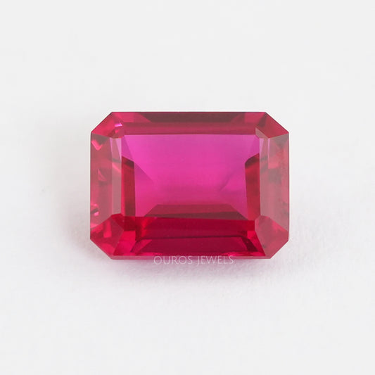 Emerald Shape Light Red Ruby Gemstone
