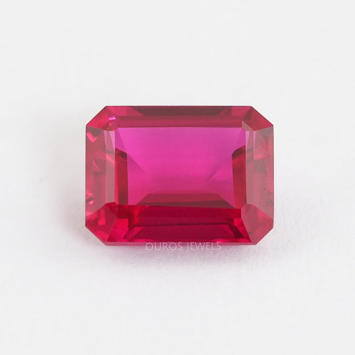 Red Emerald Cut Lab Grown Gemstone