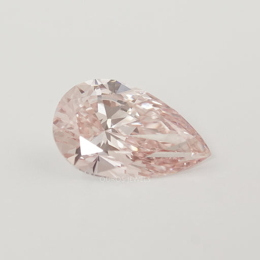 front view of 5.10 carat pear cut pink lab grown diamond loose