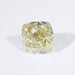 front view of igi certified yellow modified cushion cut lab grown diamond 