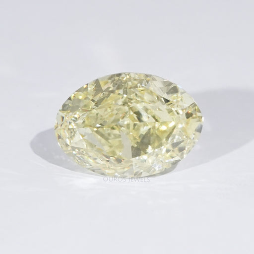 front view of fancy yellow modified oval cut lab grown diamond loose
