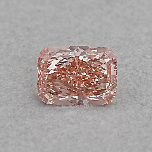 front view of loose pink elongated cushion cut lab grown diamond