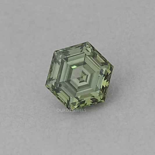 Fancy Vivid Green Step Cut Hexagonal Loose Diamond