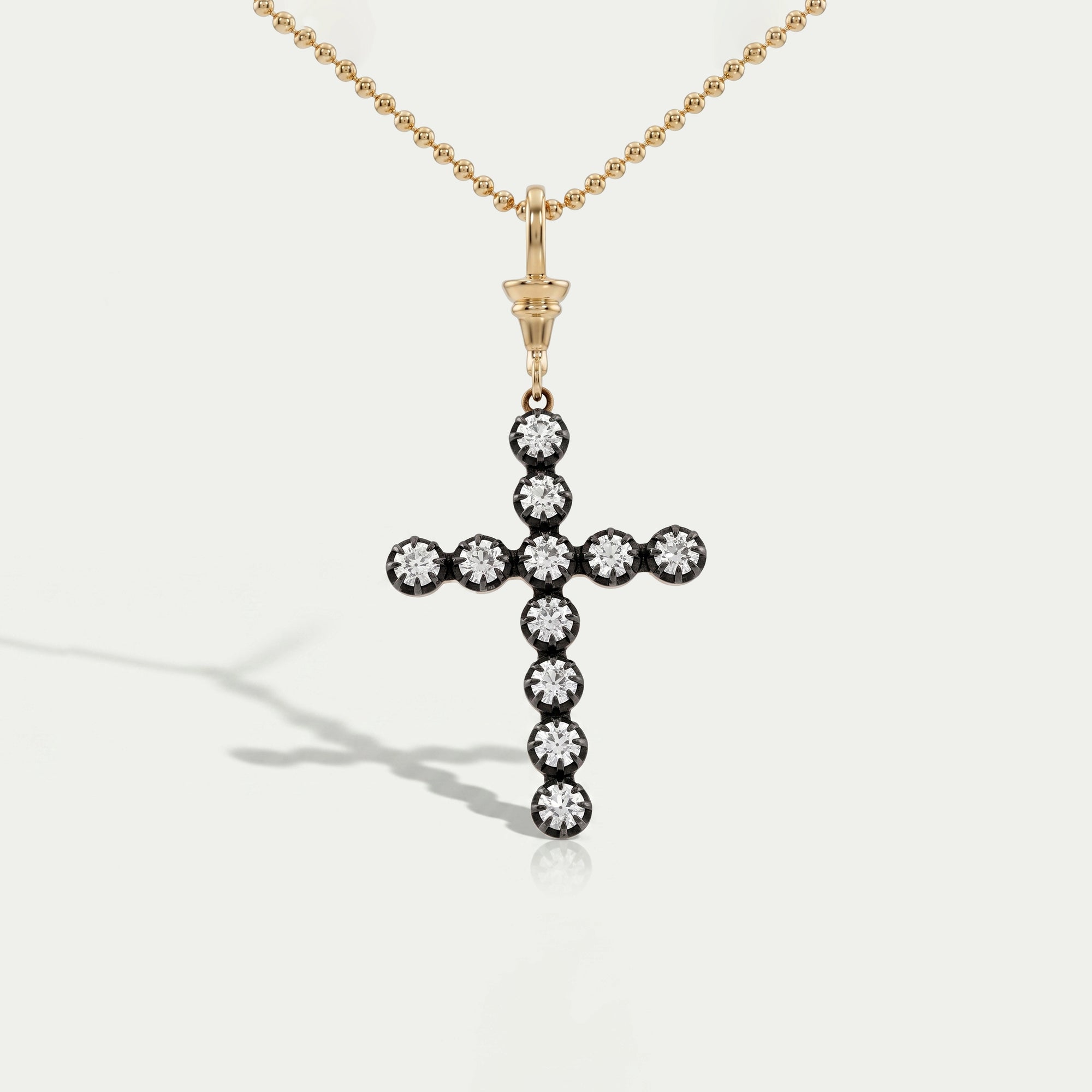 Old European Round Cut Lab Diamond Cross Pendant