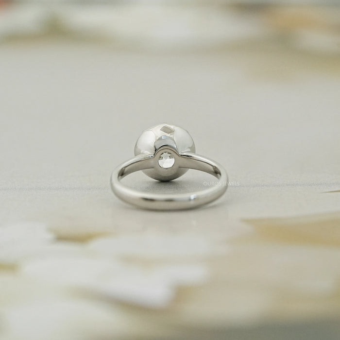 Old European Round Diamond Button Back Solitaire Ring