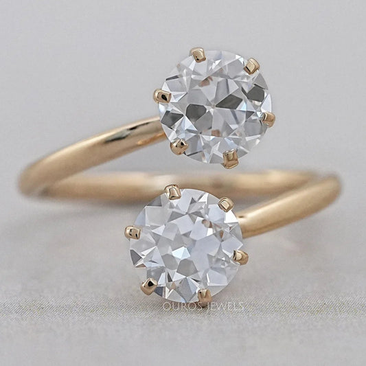 Old European Round Diamond Toi Et Moi Engagement Ring Rings