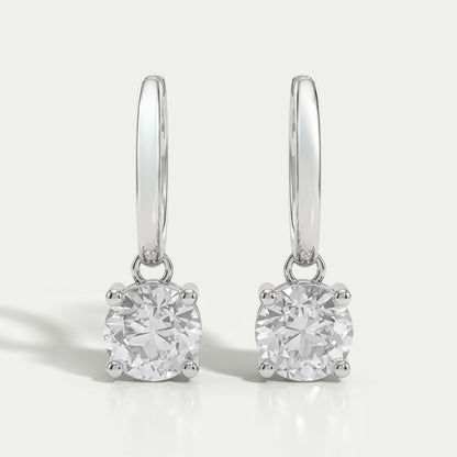 OEC Round Diamond Dangle Hoop Earrings