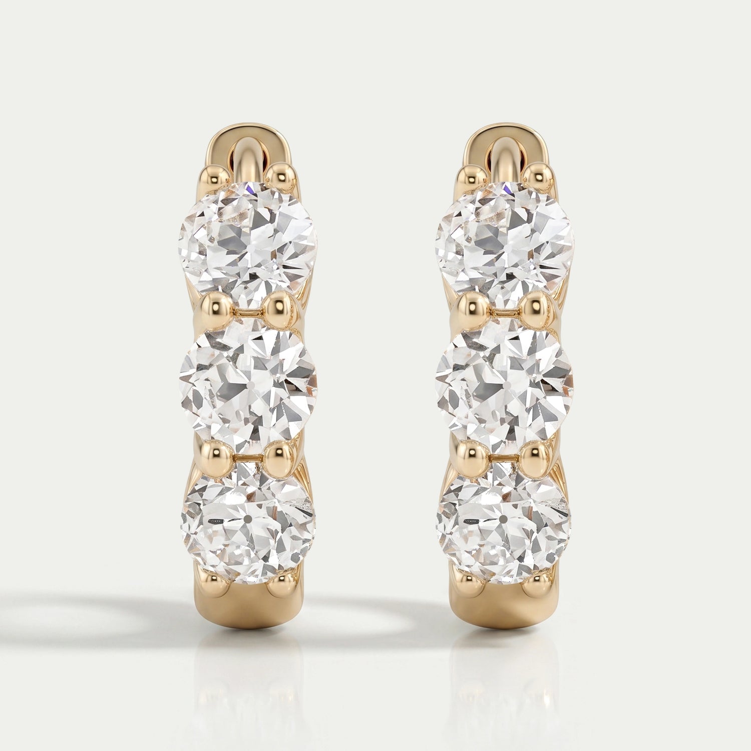 Old European Cut Round Diamond Hoop Earrings For Her Earring