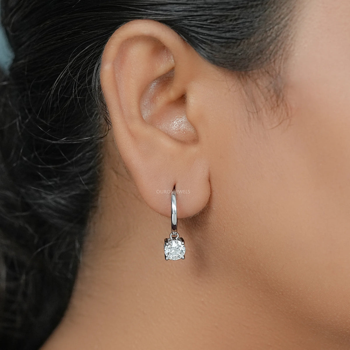 OEC Round Diamond Dangle Hoop Earrings Earrings