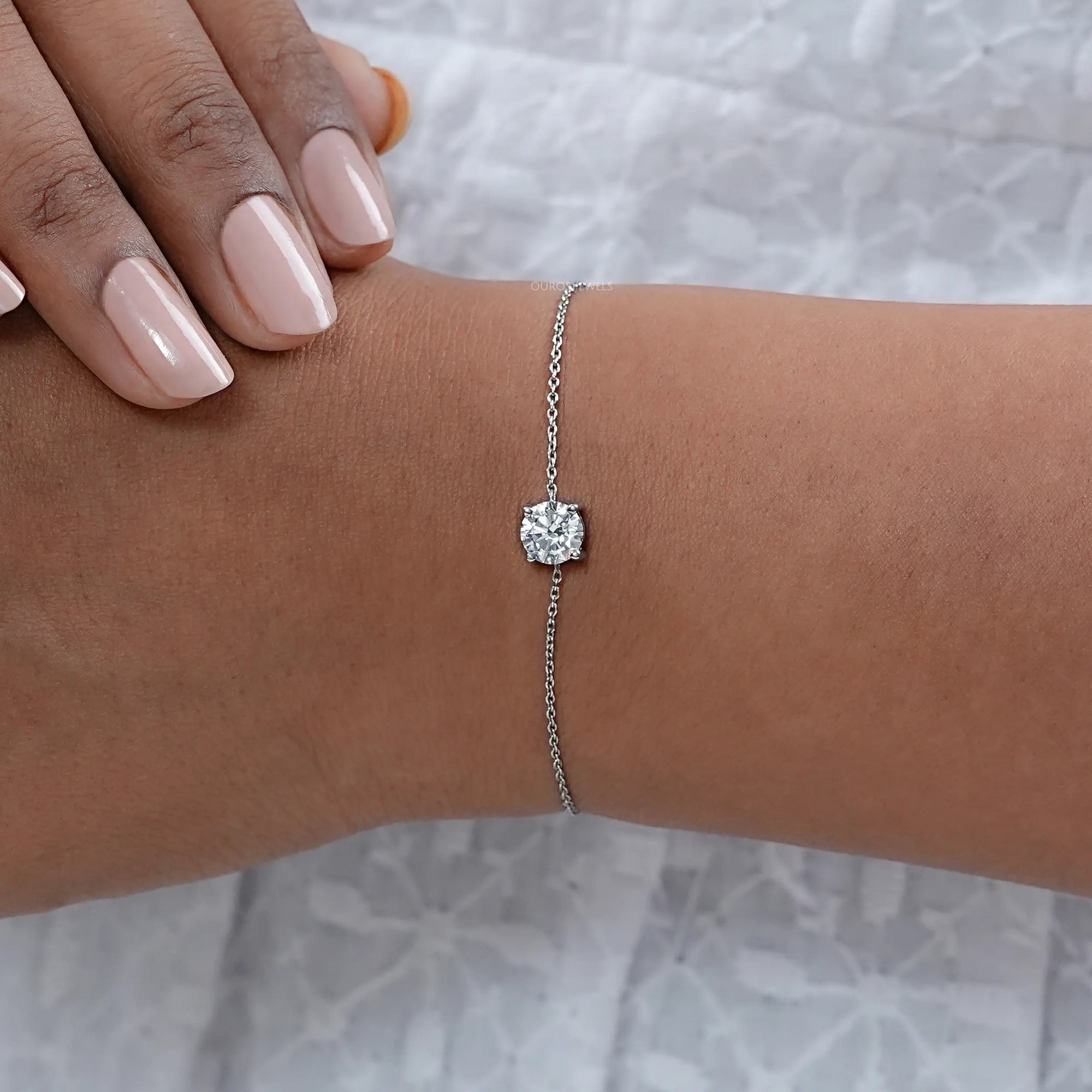 Multi Lab Diamond Bezel Set Solitaire Chain Bracelet 