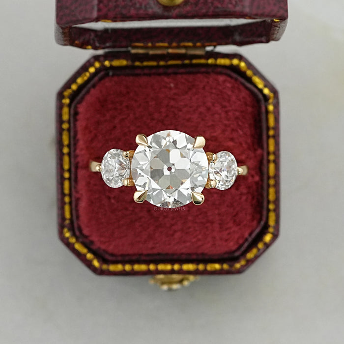 3 Stone Old European Round Diamond Engagement Ring