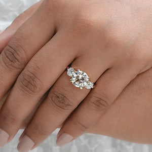 Three Stone OEC Round Cut Lab Grown Engagement Ring