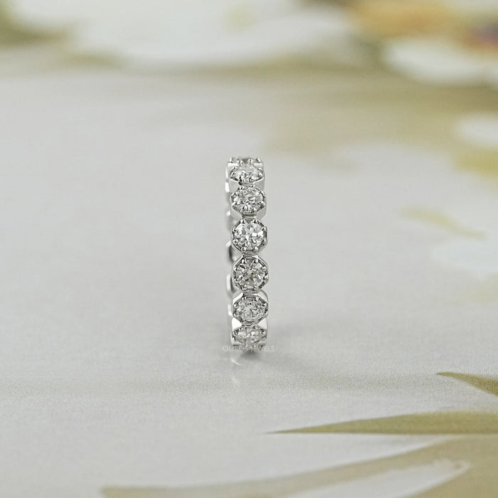Single Stone Old European Cut Eternity Wedding Band