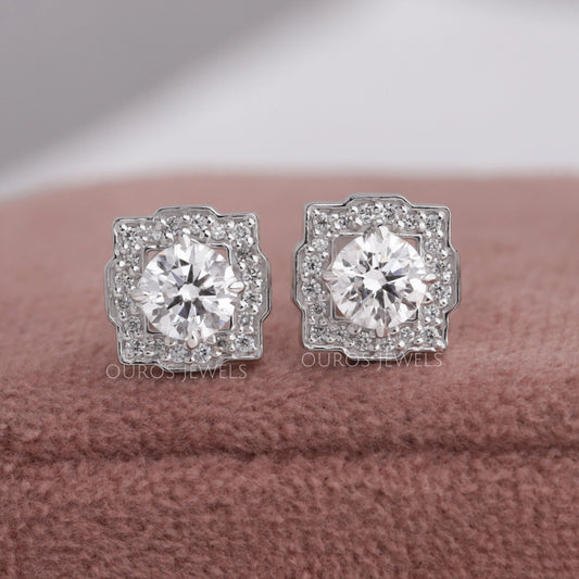 Round Cut Lab Diamond Halo Stud Earrings Earring