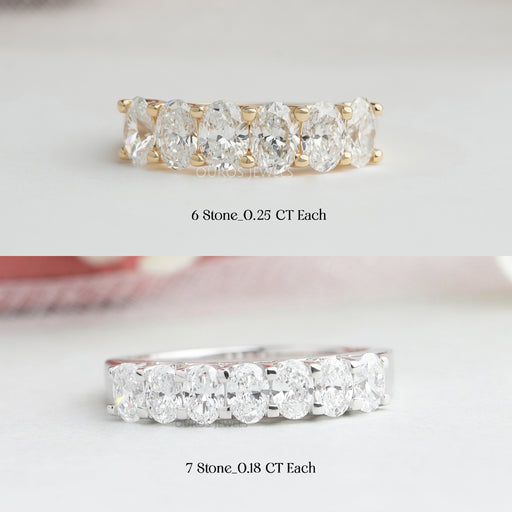 oval diamond half eternity band 