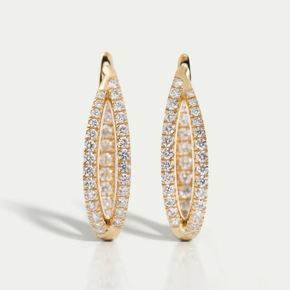Pave Set Round Diamond Duo Hoop Earrings