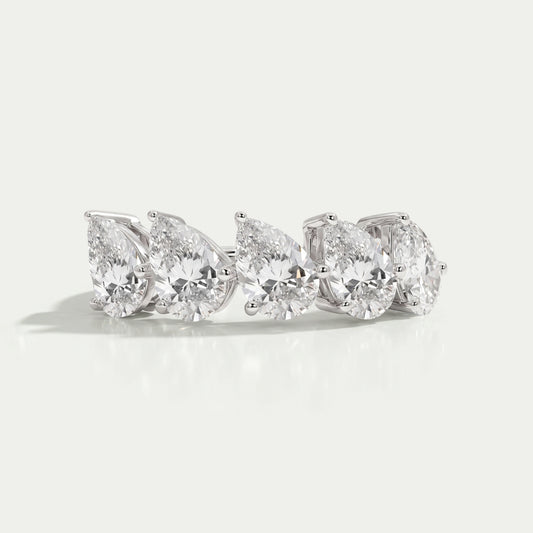 Pear Cut Five Stone Lab  Grown Diamond Dainty Ring