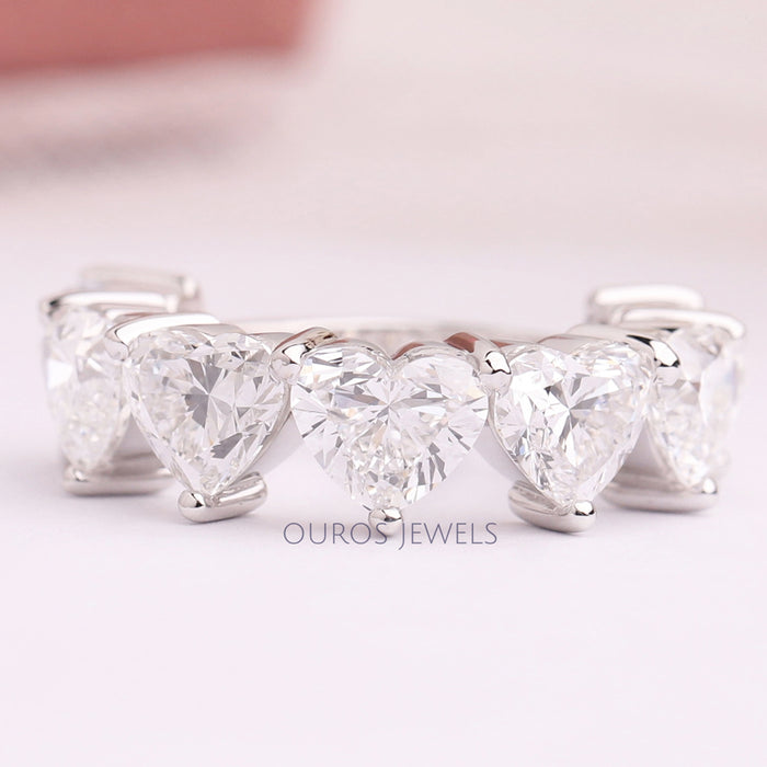 5 Stone Heart Shaped Diamond Anniversary Ring