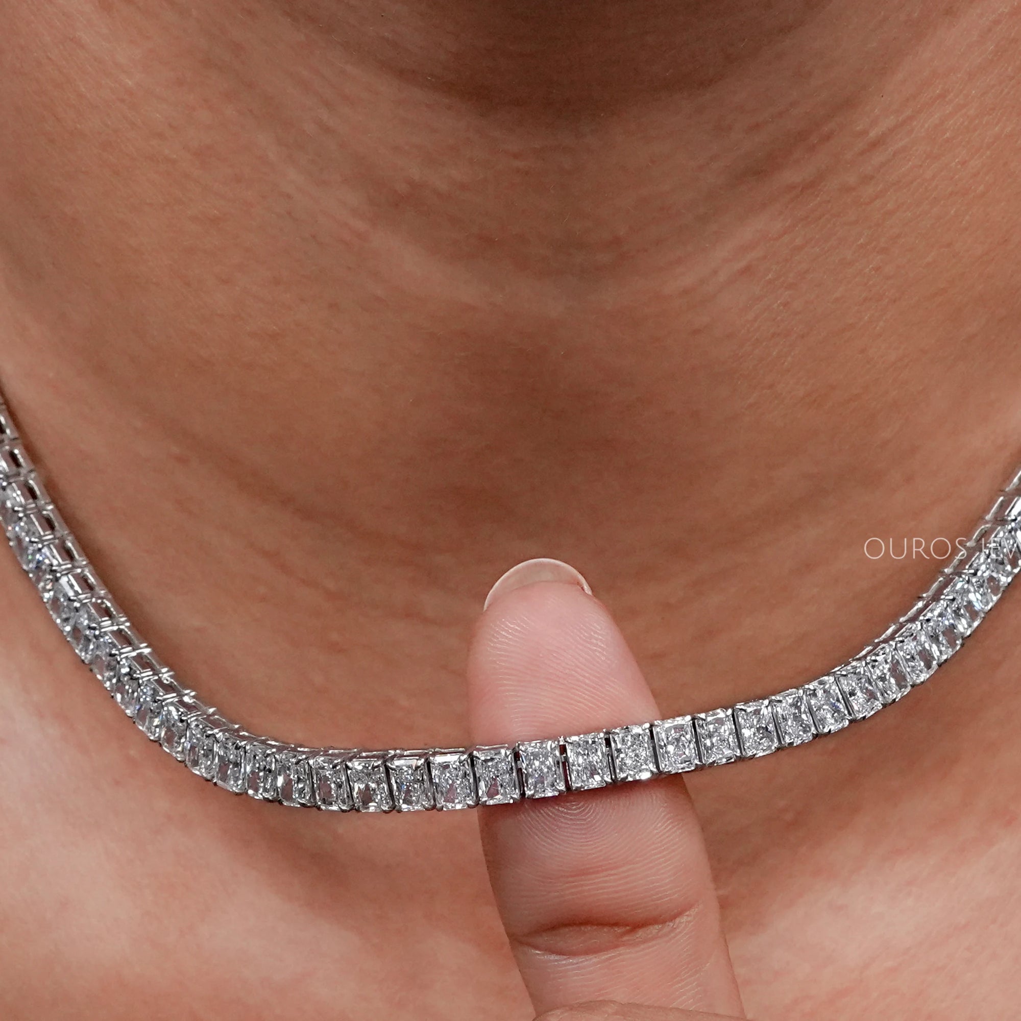 Radiant Cut Lab Diamond Tennis Necklace Necklaces