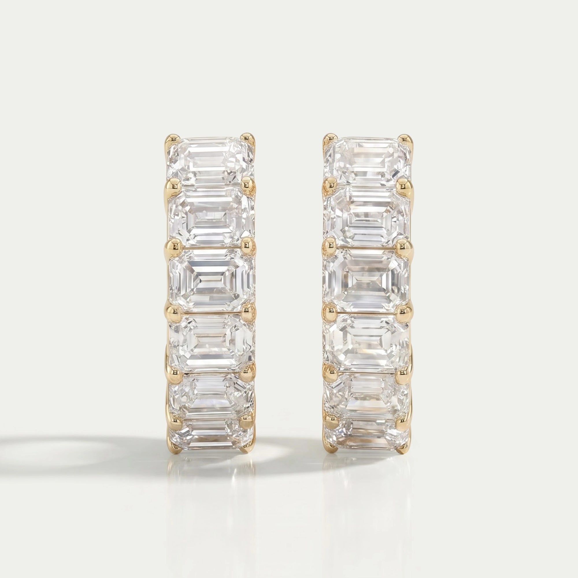 Emerald Cut Lab Grown Diamond Hoop Ears