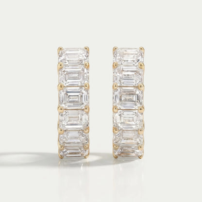 Emerald Cut Lab Grown Diamond Hoop Ears