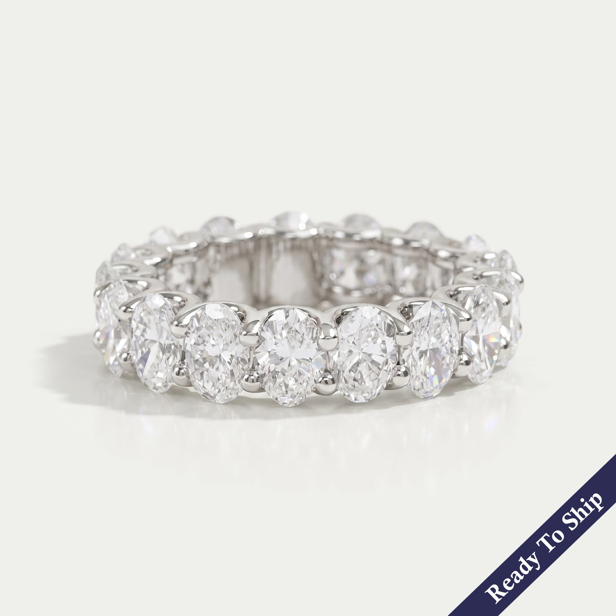 Oval Diamond Eternity Band, Platinum Wedding Band Rings