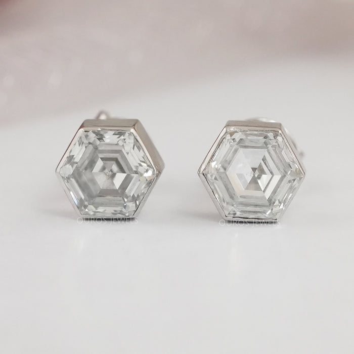Hexagonal Lab Grown Diamond Earrings