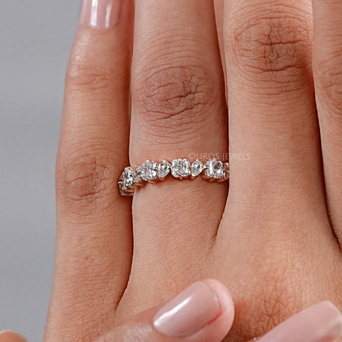 Square Radiant And Pear Cut Lab Diamond Half Eternity Band 