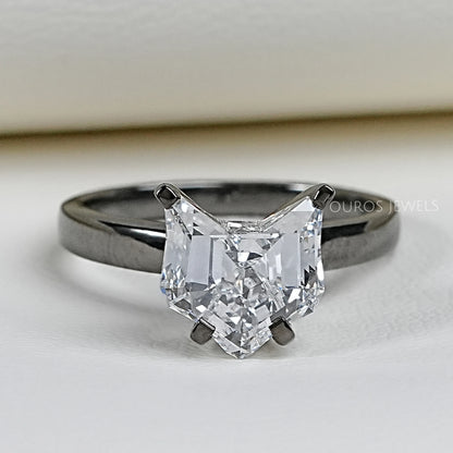 Antique Shape Cat Cut Lab Diamond Solitaire Ring Ring
