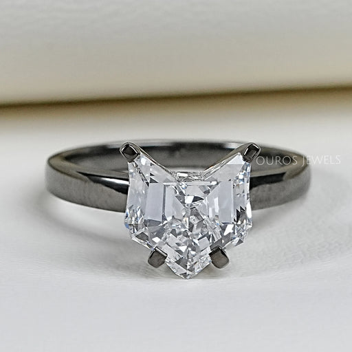 top view of antique shape cat cut lab diamond solitaire engagement ring